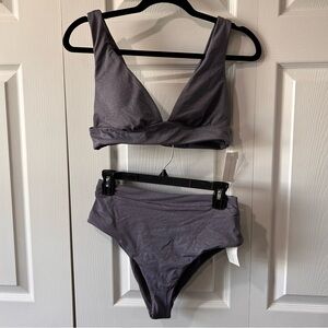 NWT Raisins Purple Shimmery Cheeky Bikini Set